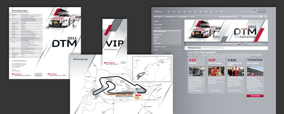 >> AUDI DTM 2011Komplettausstattung Print /Layouts & RZ,Ticketshop-Designfür BRANDARENA | Ismaning